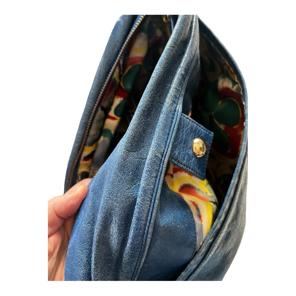 Tre Vero Vintage Shoulder Bag, Blue With Floral I… - image 5